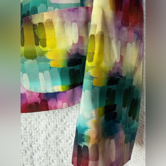 Lafayette 148 New York Watercolor Abstract Cropped Blazer Size 10 - Picture 4 of 10